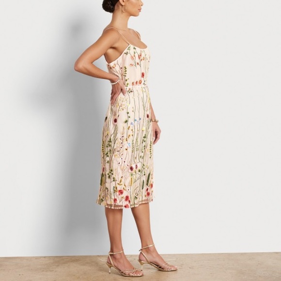 NWT Sam Edelman Floral Embroidered Midi Dress in Ecru/Multi - Picture 3 of 10
